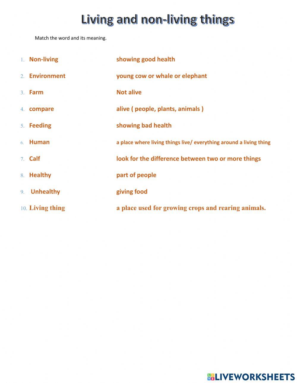 match-meaning-living-thing-online-exercise-for-live-worksheets