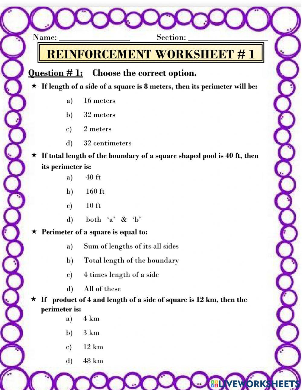 Perimeter of sqaure and finding dimension Perimeter of sqaure and finding dimension