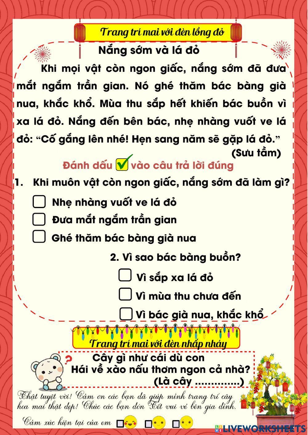 Lớp 1 - Tiếng việt - Tuần 17