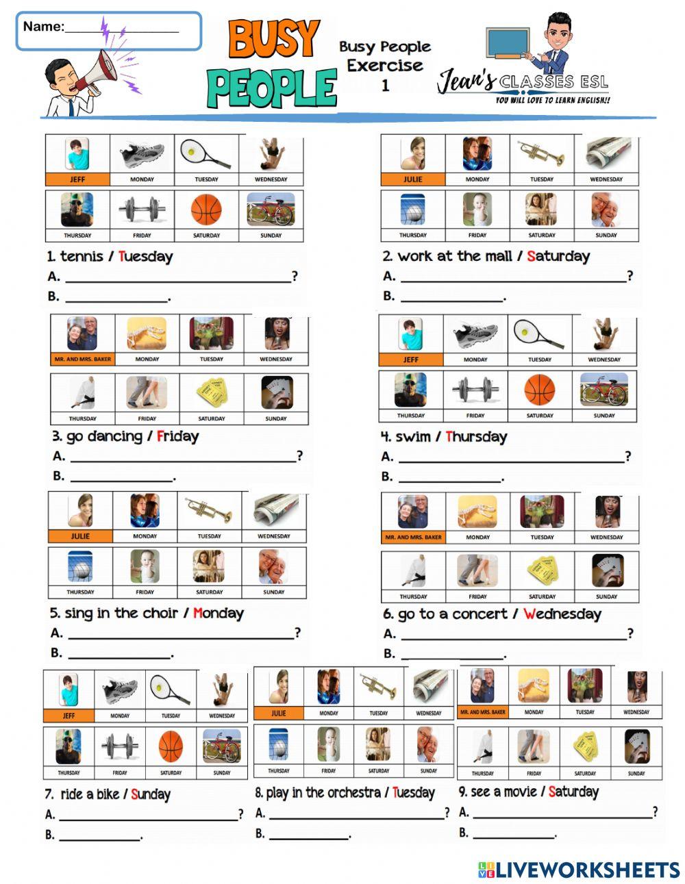 Exercise 1 busy people