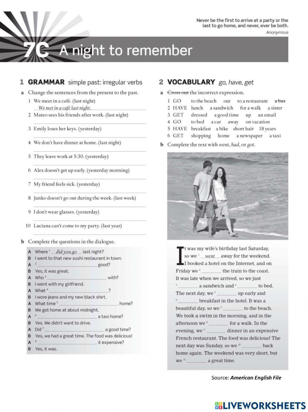 Simple Past Irregular Verbs