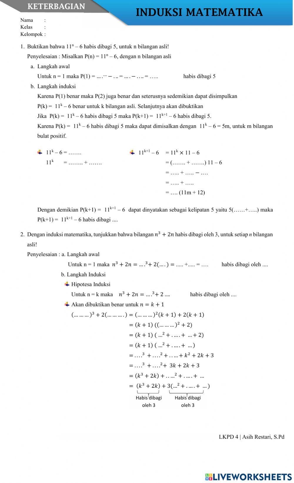 Pembuktian Induksi Matematika Keterbagian
