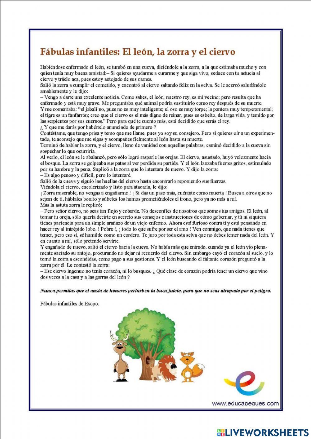 El leon, la zorra y el ciervo