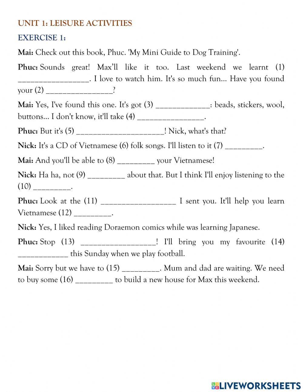 G8 u1 dic worksheet live worksheets