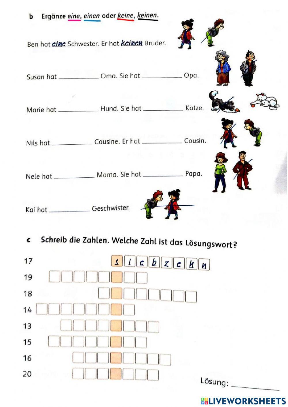 Zahlen von 13 bis 20