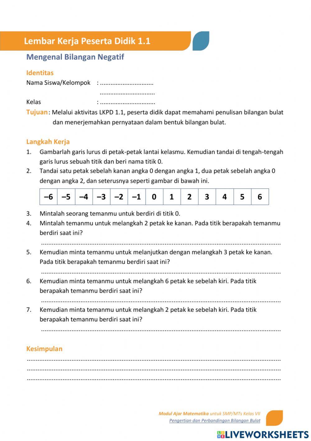 LKPD 1.1 Bilangan