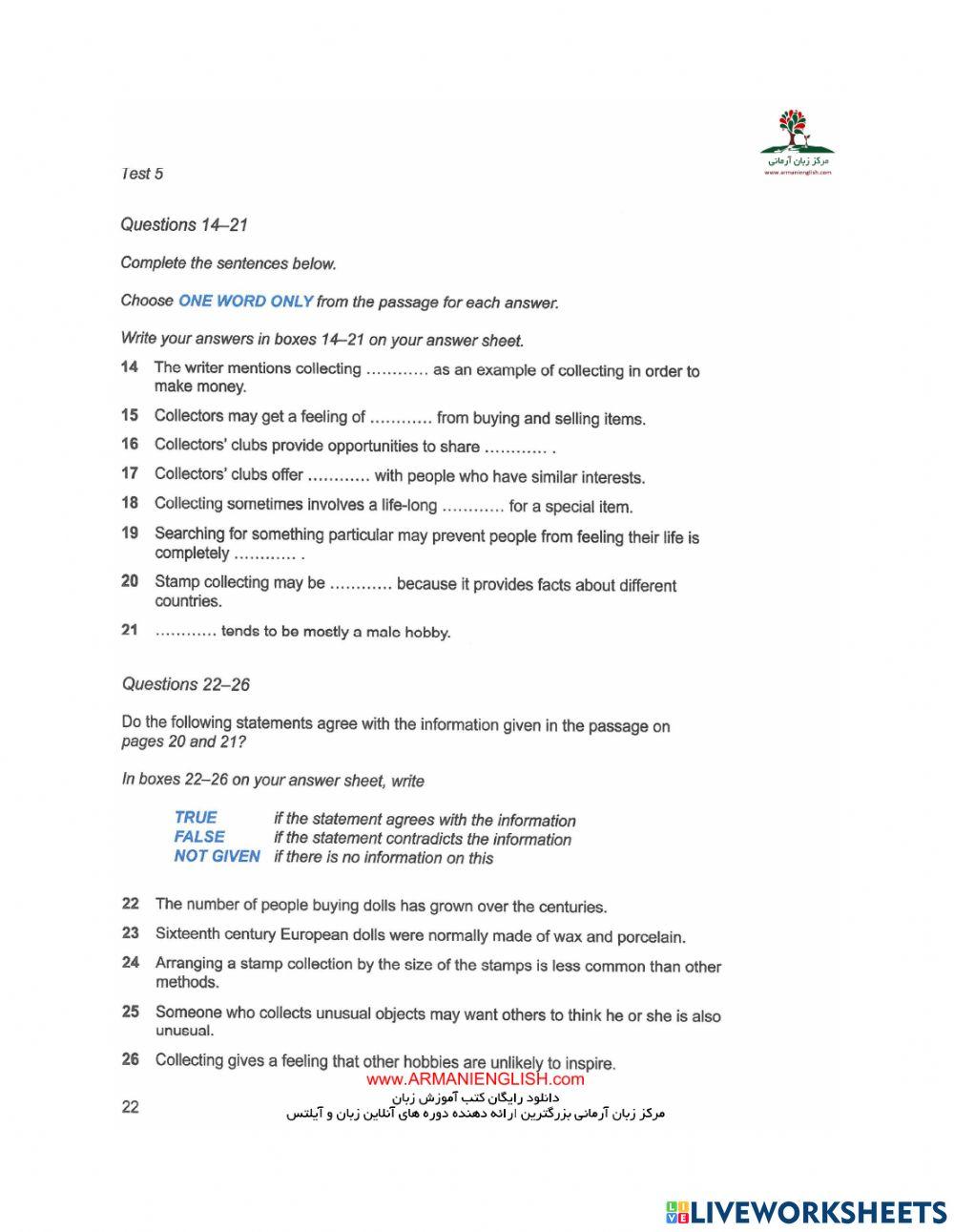 Cambridge IELTS Reading 12- 5 (Part two)