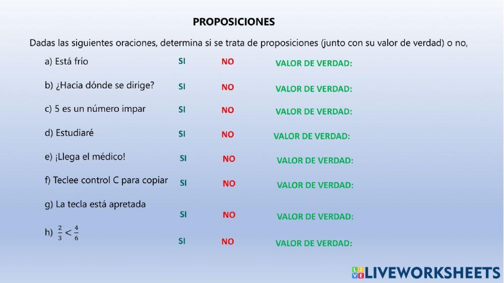 Proposiciones Lógicas