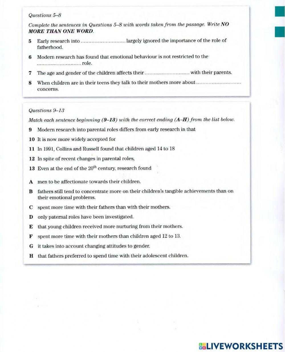 Reading Ex. - IELTS (3 sections)