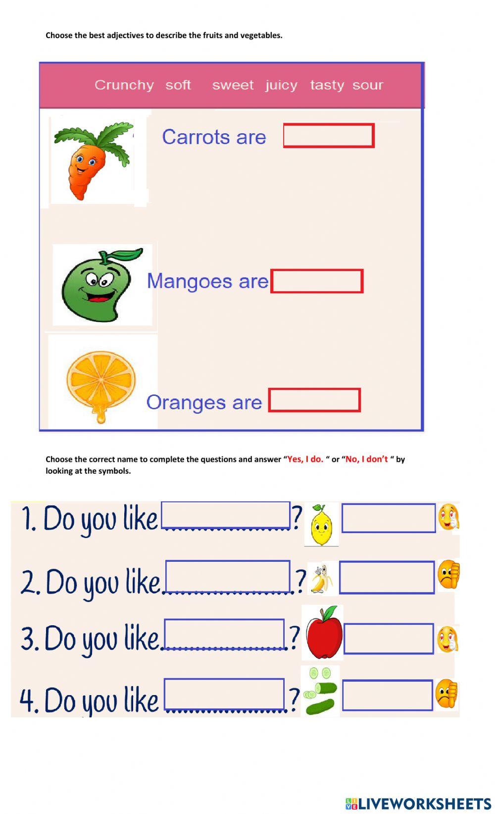 Fruits and vegetables