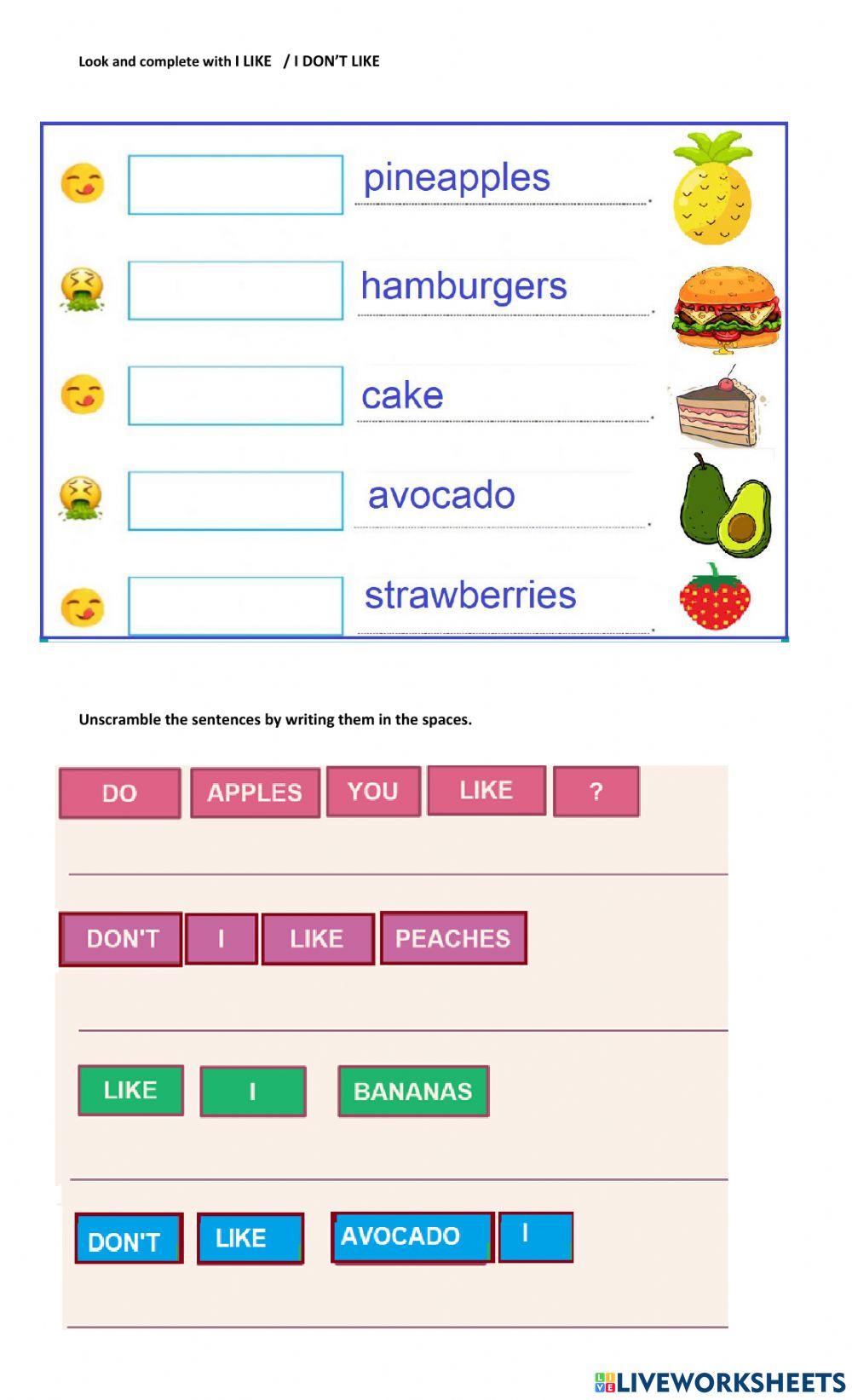 Fruits and vegetables
