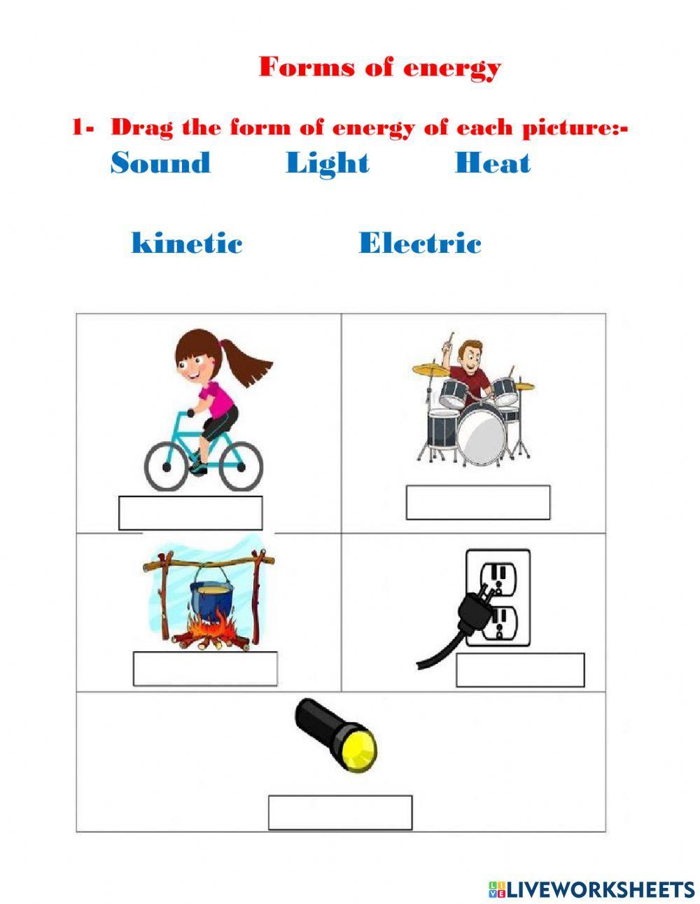 Forms of energy online pdf activity for 2 Live Worksheets