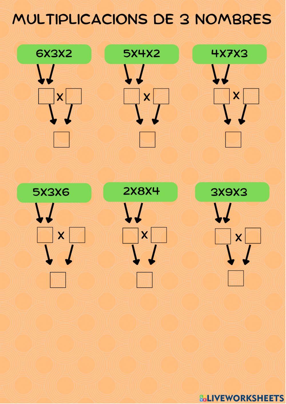Multiplicacions de 3 nombres