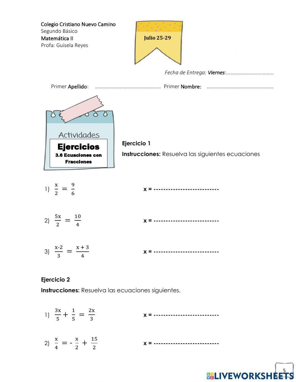 Ecuaciones con Fracciones