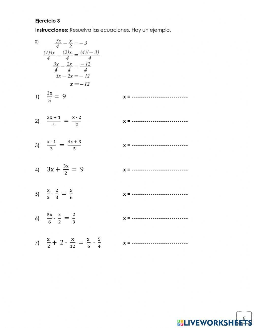 Ecuaciones con Fracciones