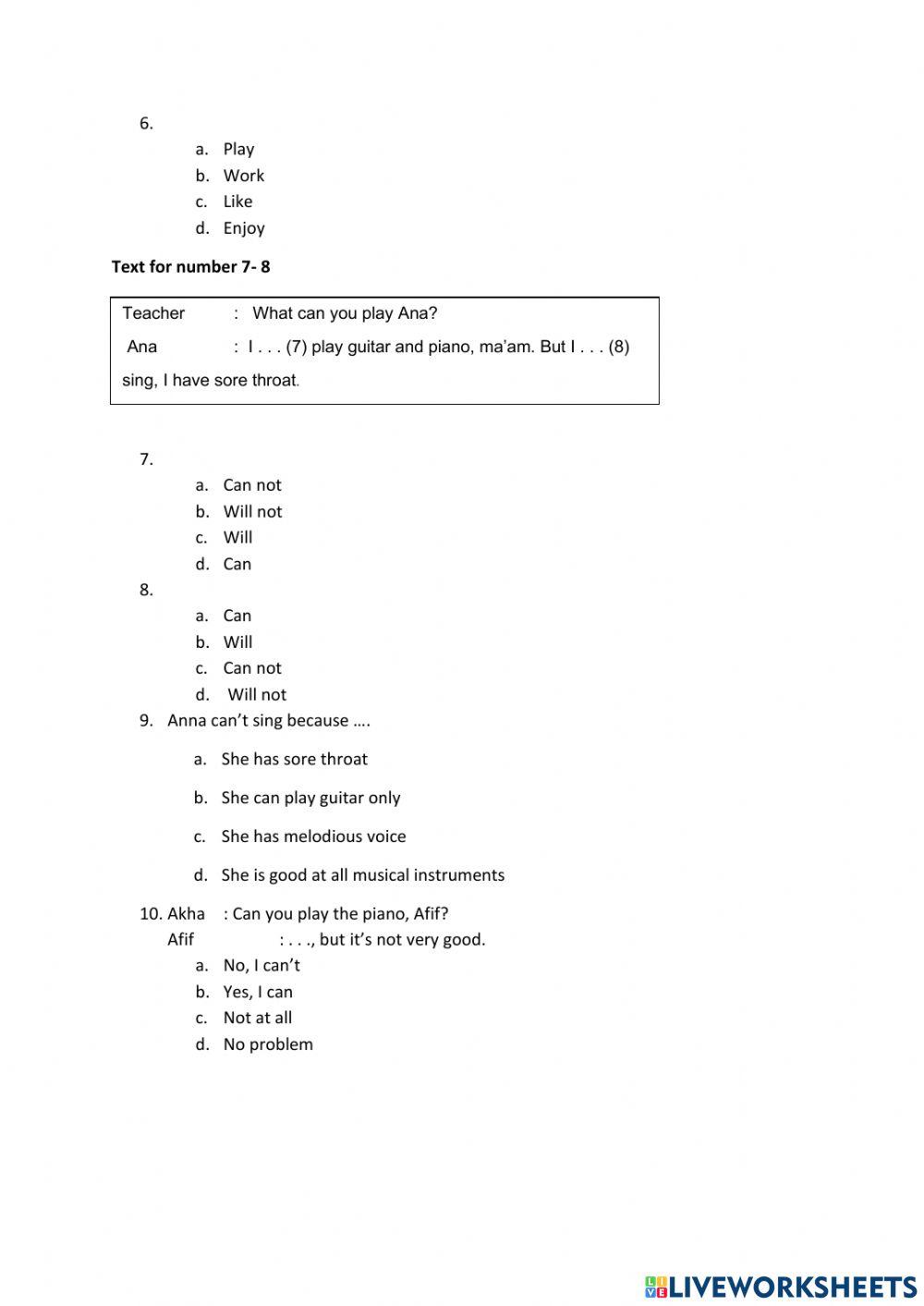 Ulangaan harian kd 3.2 kl.8 (Ability)