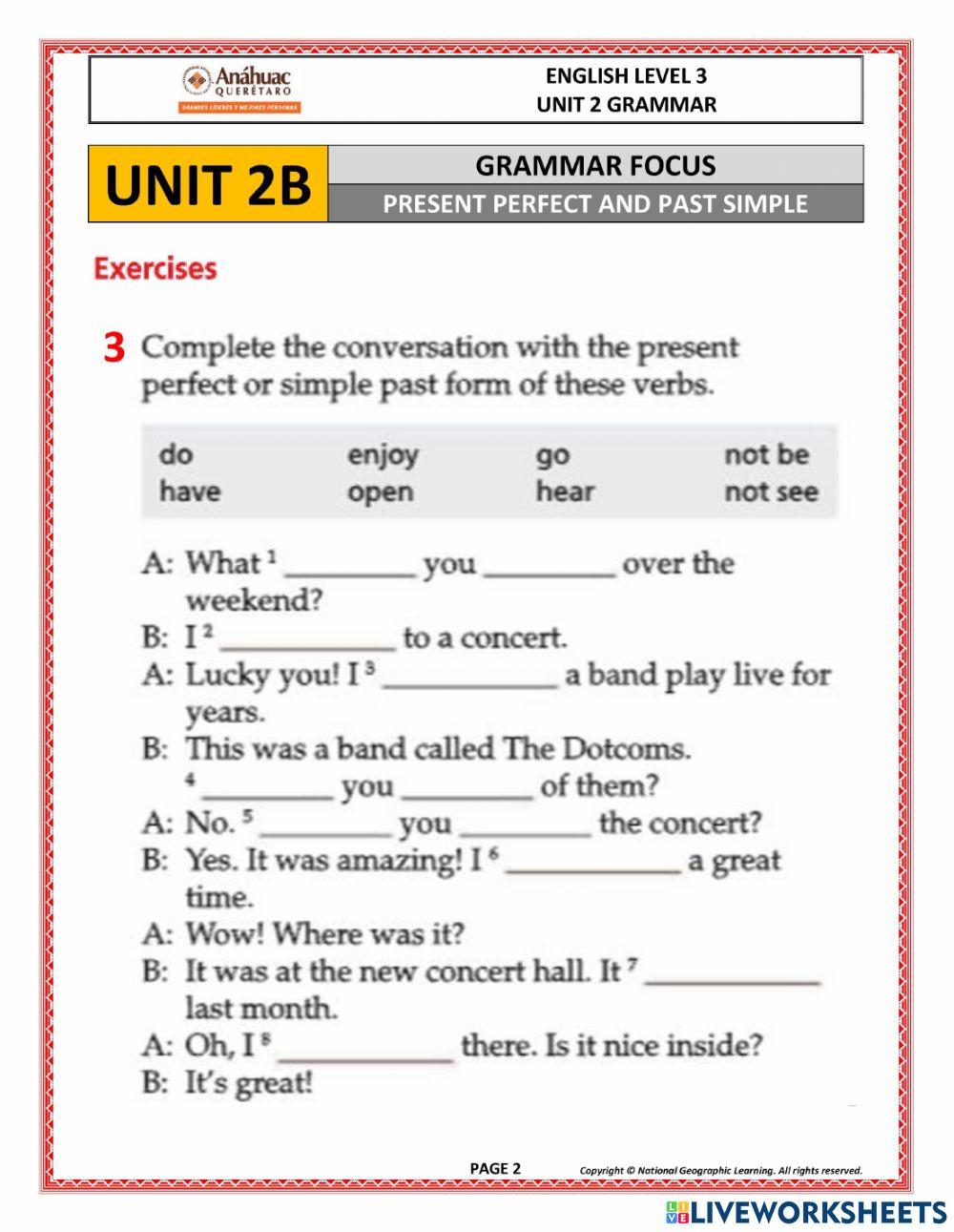 UNIT 2B GRAMMAR (LEVEL 3) 6892821 | ALEJANDRO GARCIA