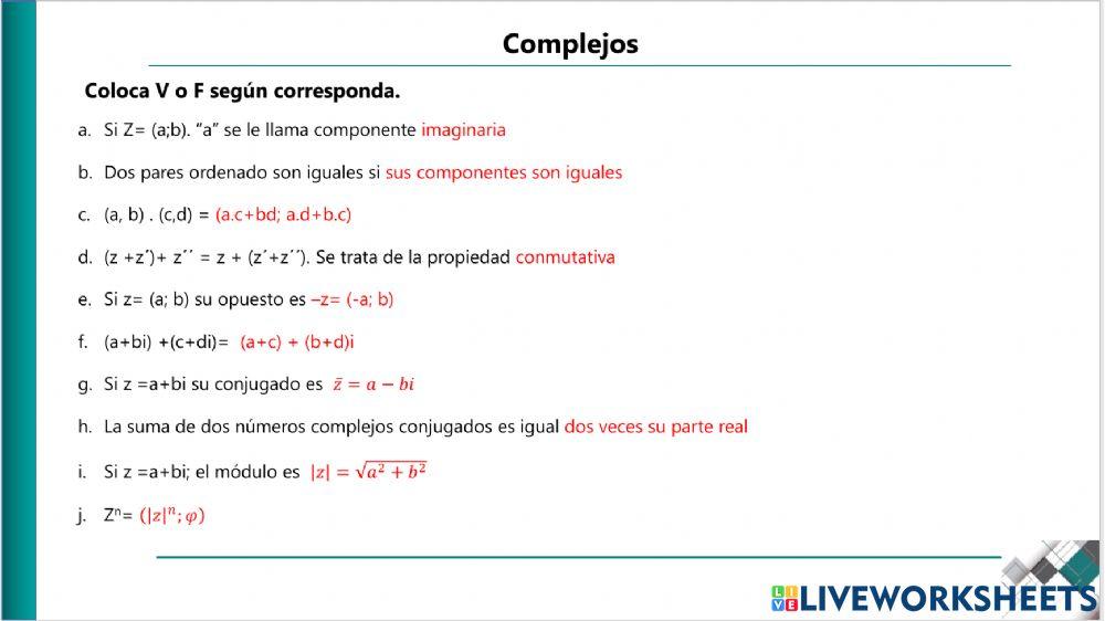 Complejos- Teoria