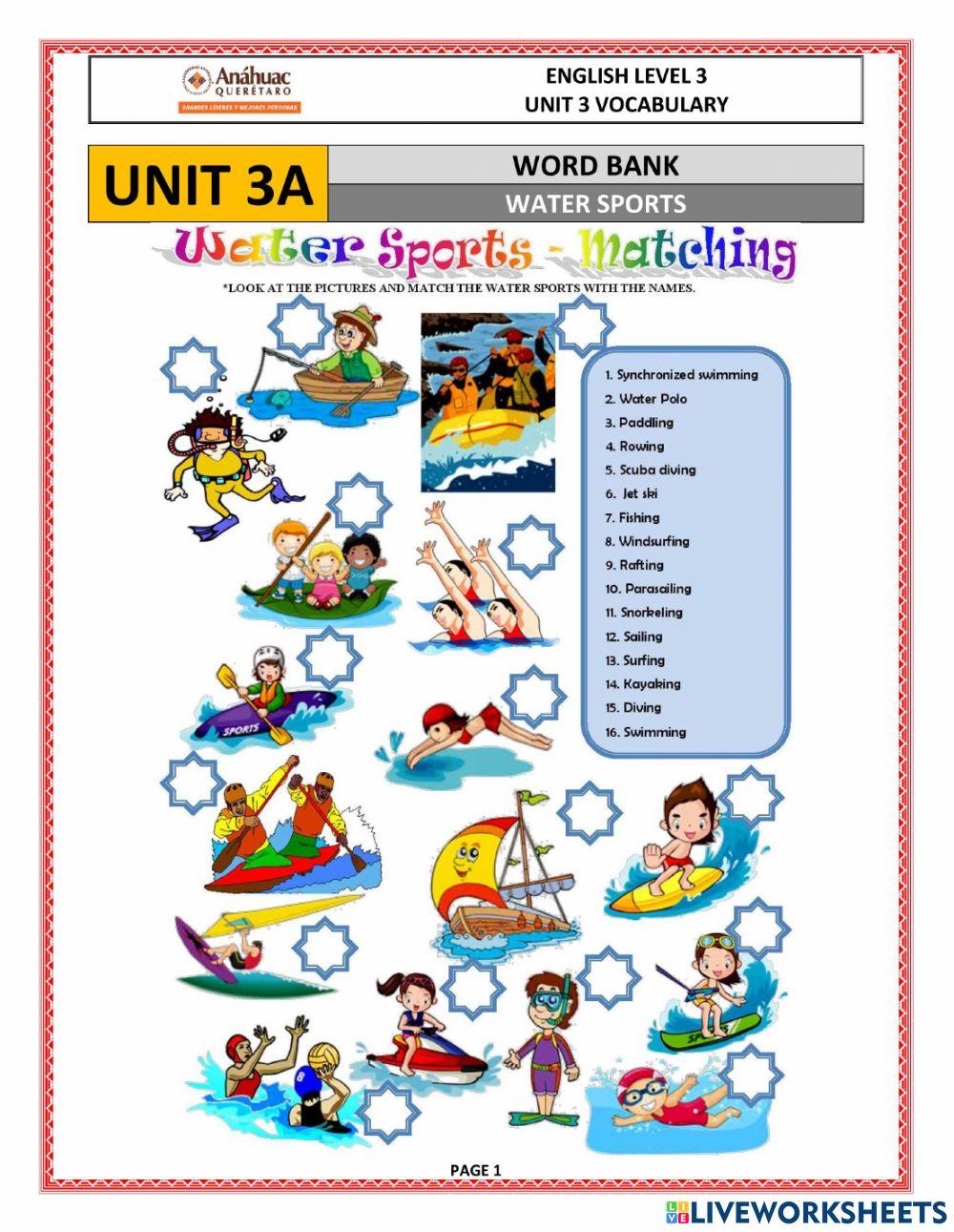 UNIT 3A VOCABULARY (LEVEL 3) 6892846 | ALEJANDRO GARCIA