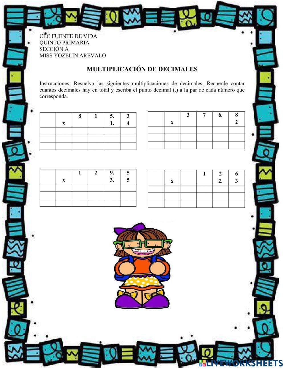 Multiplicación de decimales