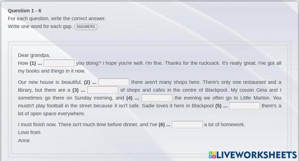 KET Reading and Writing Part 5