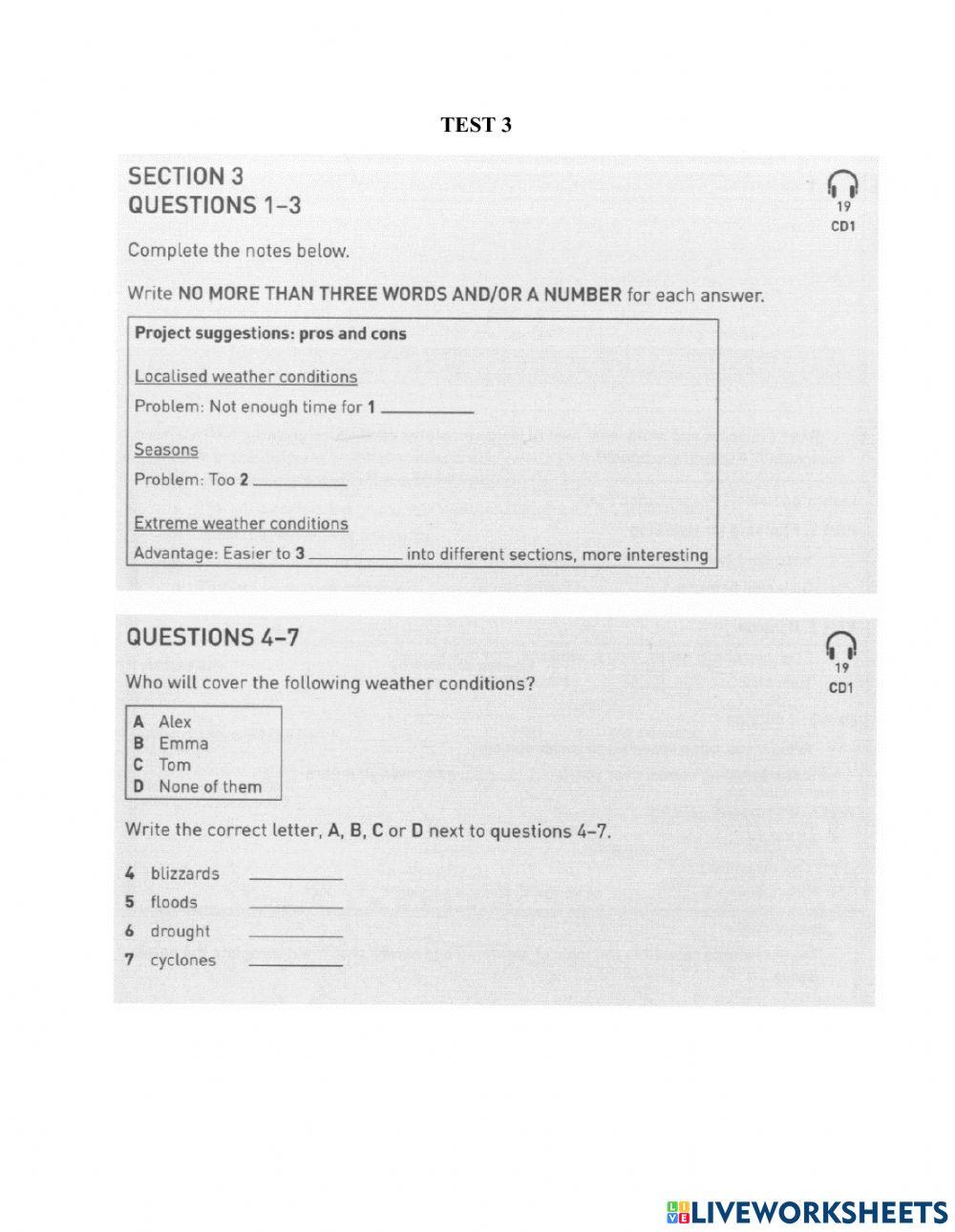 IELTS LISTENING TEST 3 Online Exercise For Live Worksheets ielts-listening-test-3-online-exercise-for-live-worksheets
