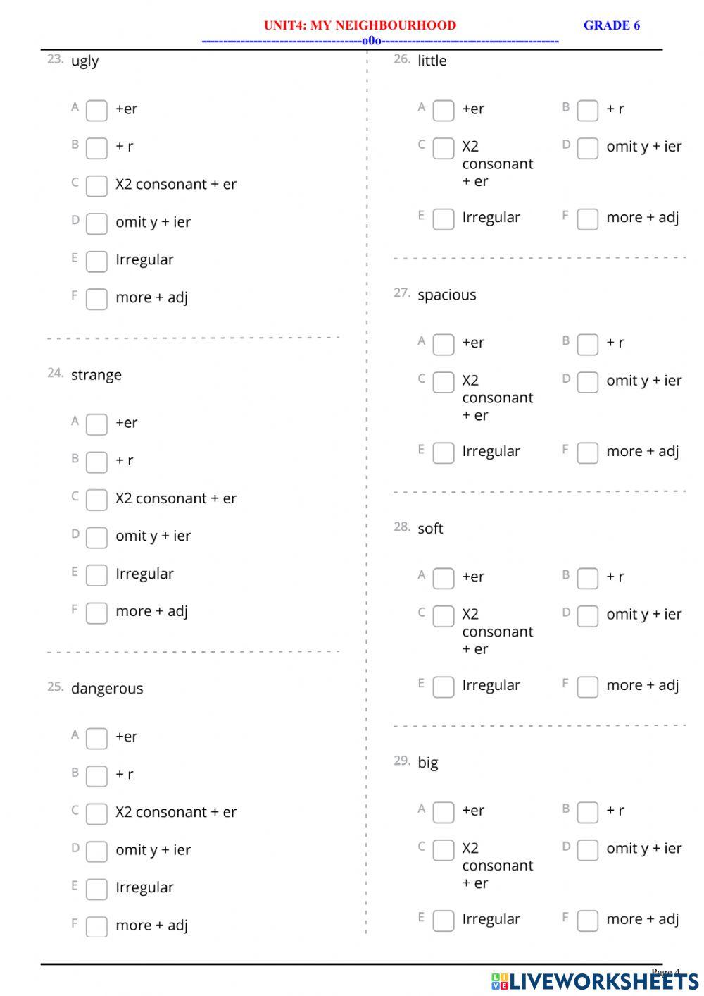 English 6 - Unit 4 - Comparative Adjectives