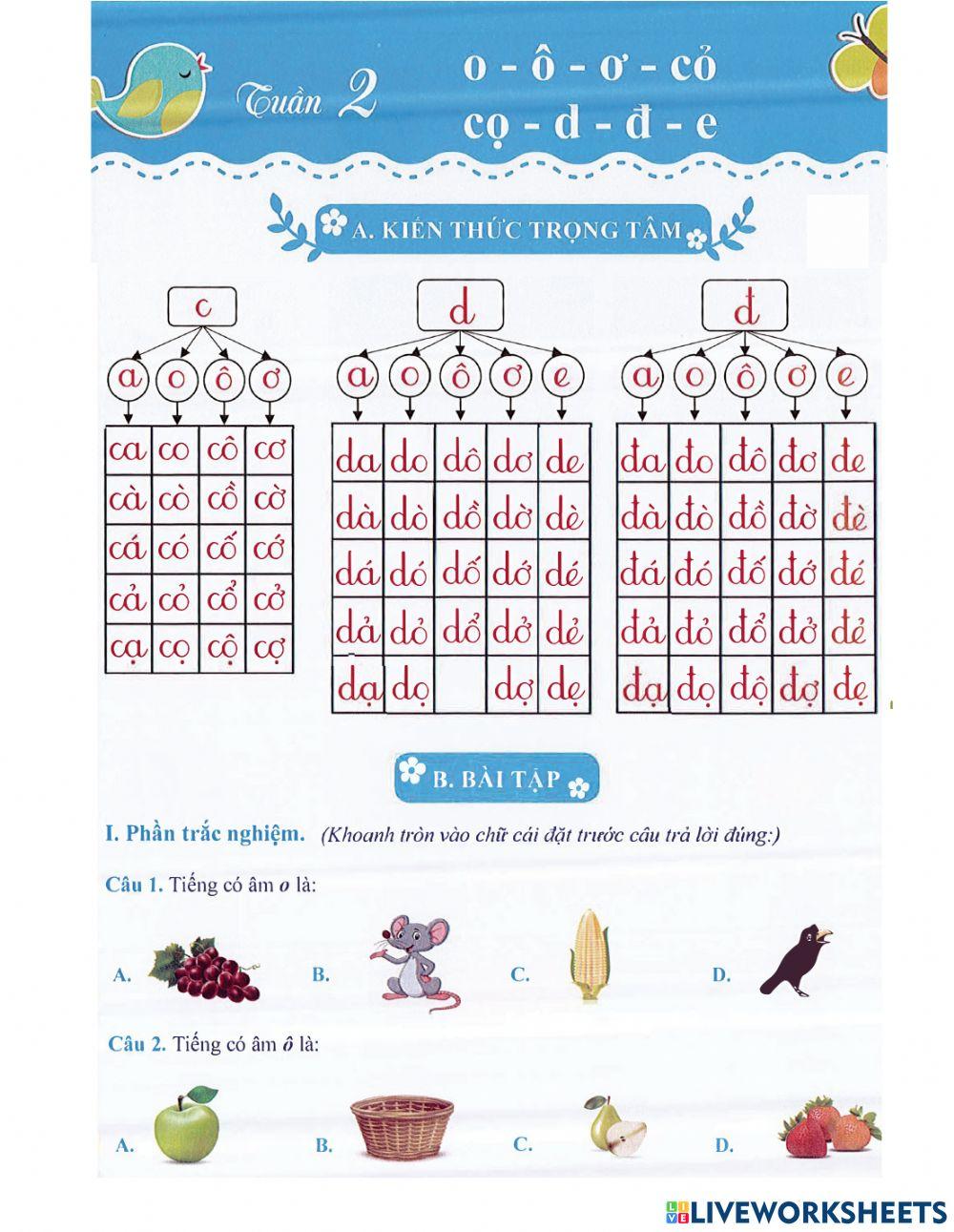 Tiếng Việt 1 - Tuần 2