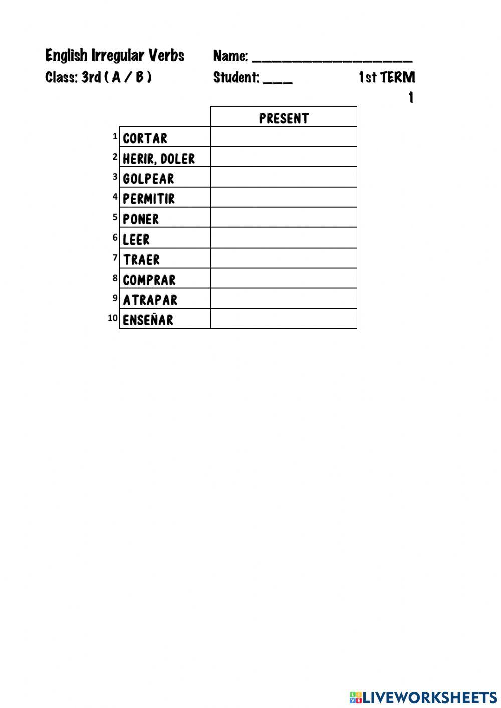 NEW VERBS 3º 1st T-1