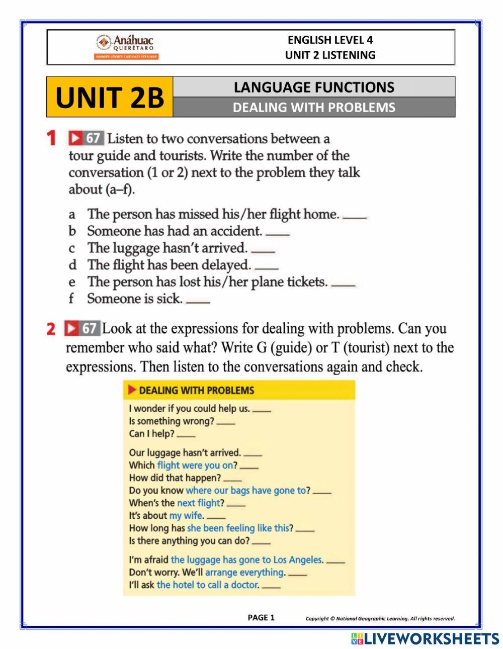 2405999 | UNIT 2B LISTENING (LEVEL 4)