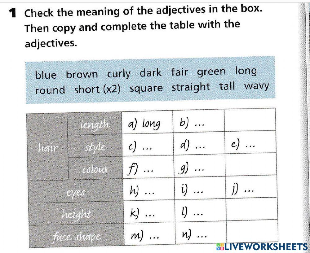 Adjectives of physical description