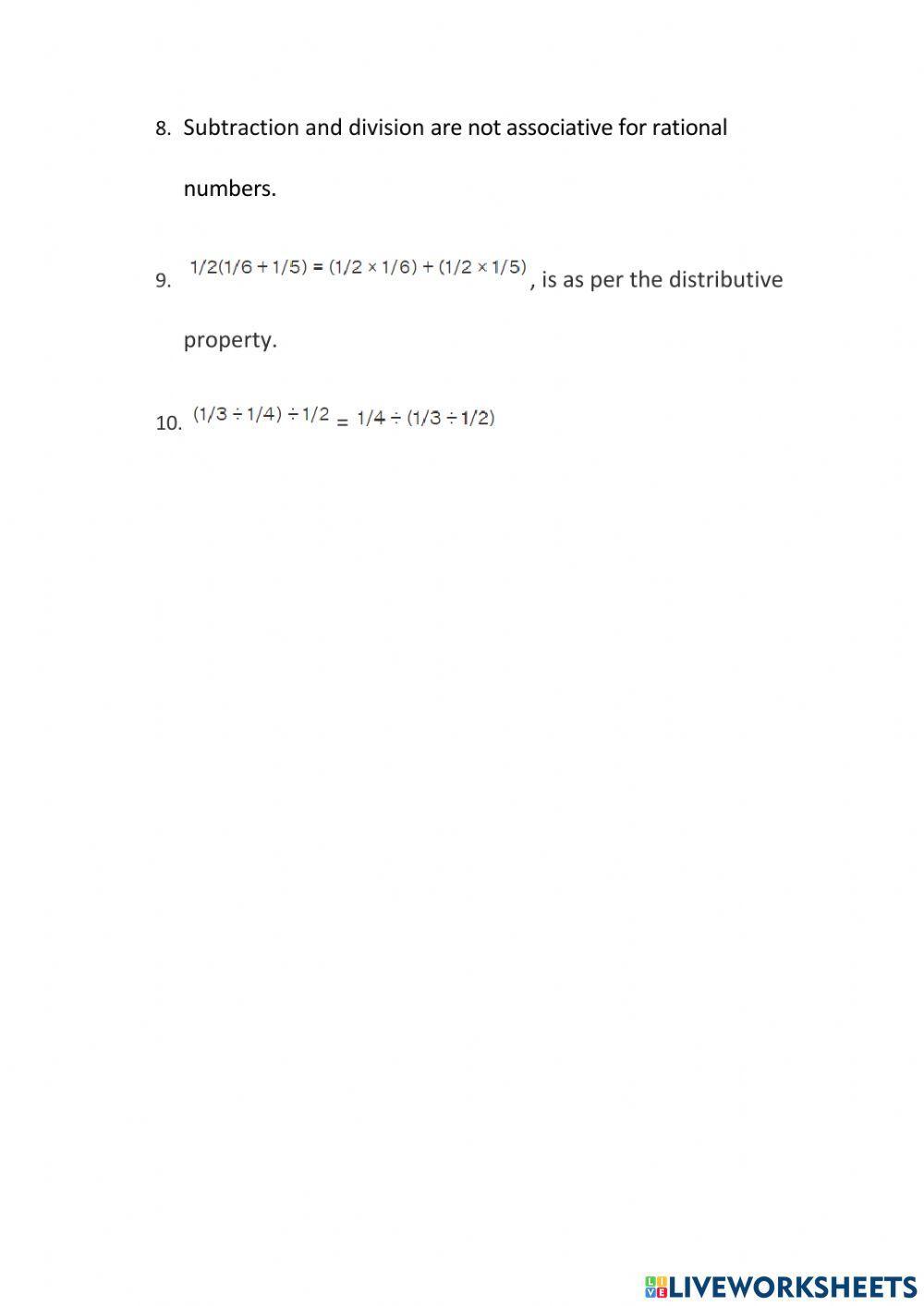 Concept-HW-G8- Properties of Rational Numbers
