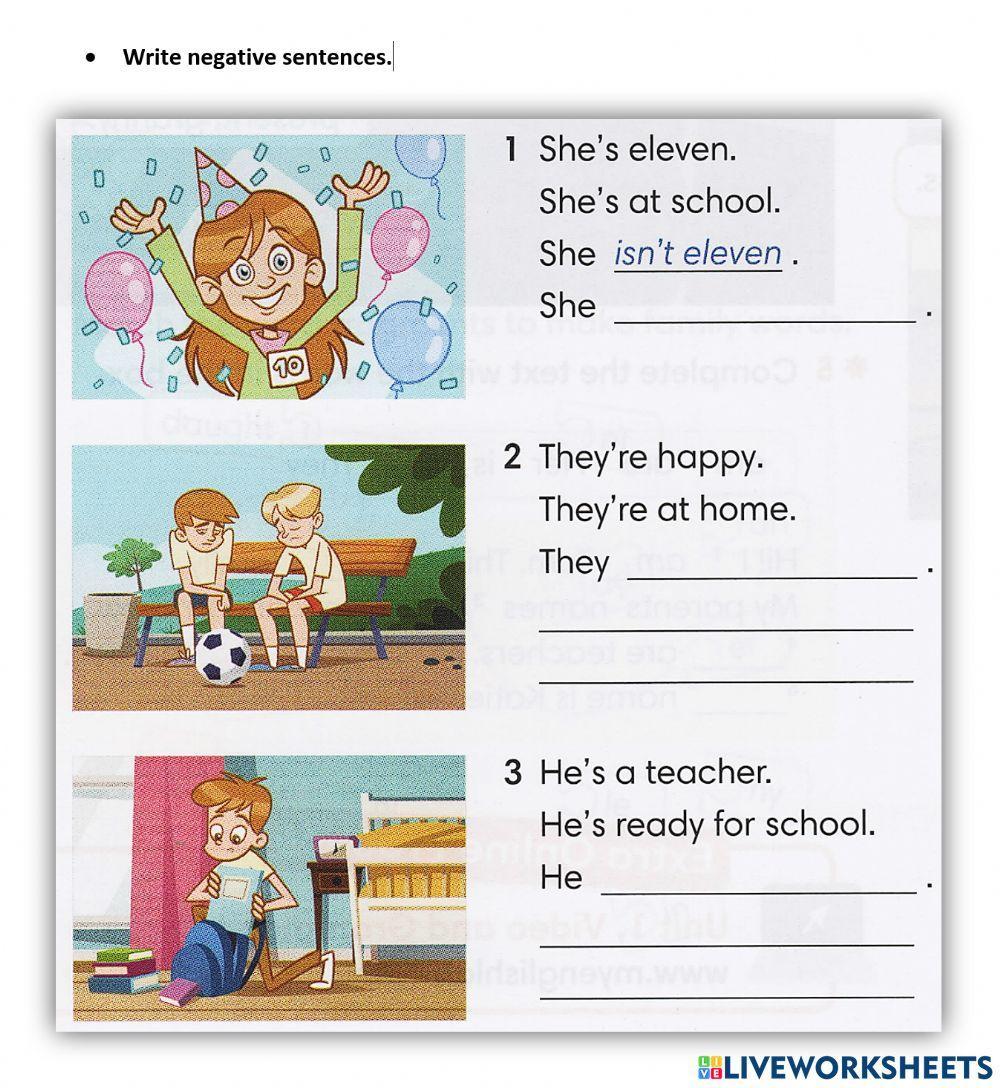 Verb to be, negative sentences