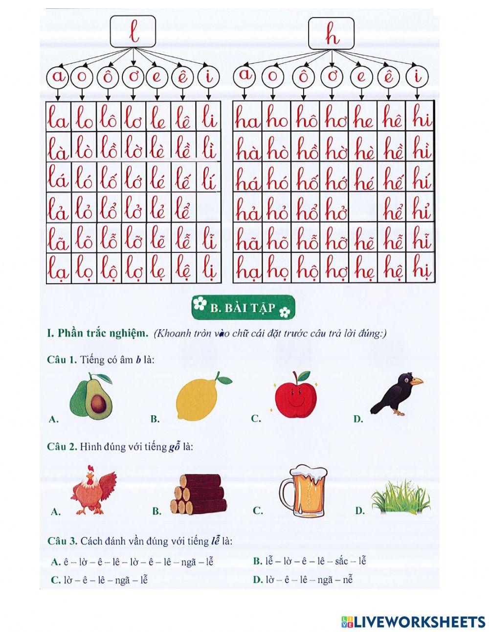 Tiếng Việt 1 - Tuần 3