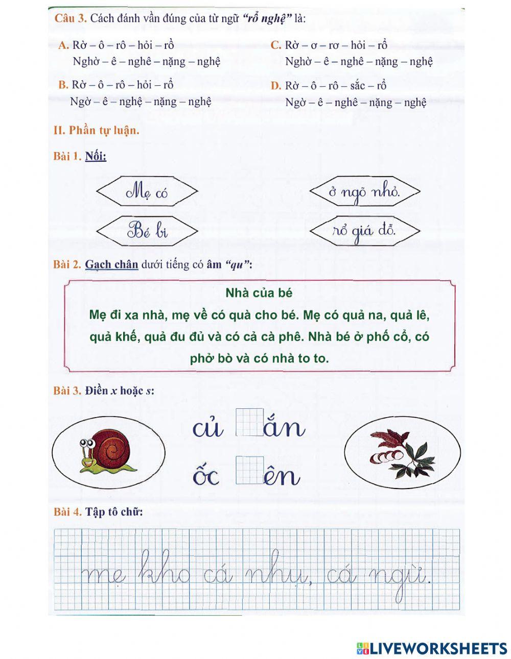 Tiếng Việt 1 - Tuần 5