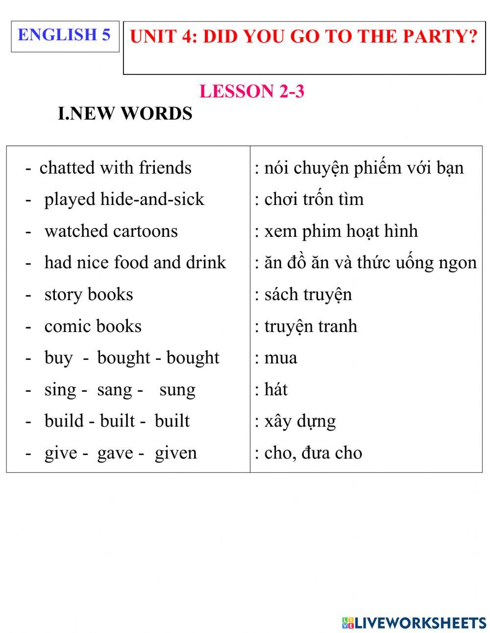 English 5- unit 4- lesson 2-3