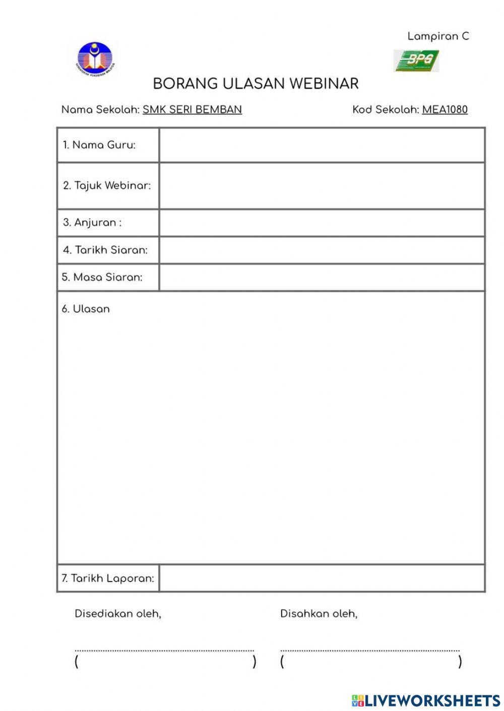 Tapak ulasan webinar