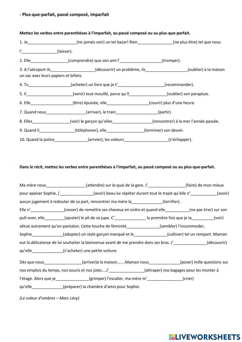 Passé Composé Imparfait Plus-que-Parfait French Grammar, 45% OFF