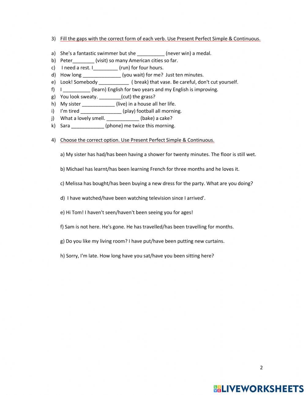 Present ( Perfect) Simple & Continuous