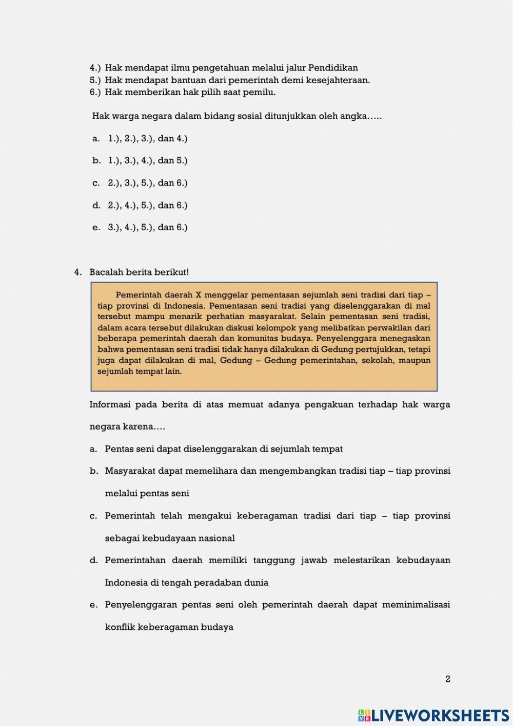 Pelanggaran Hak dan Pengingkran kewajiban warga negara ( uji kompetensi 1)