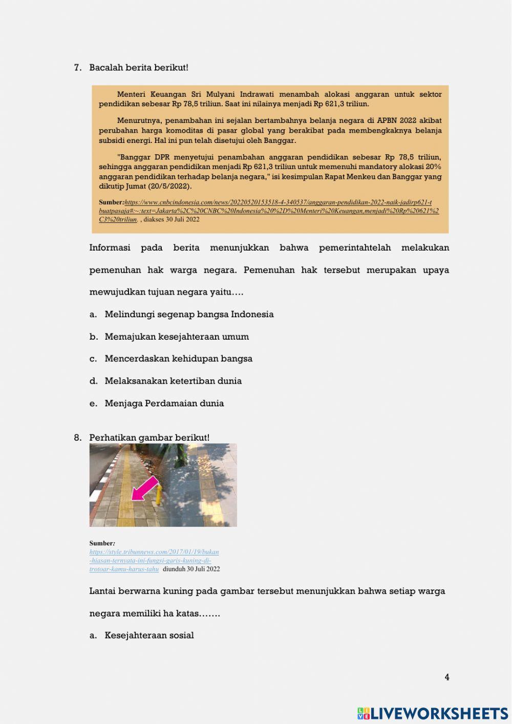 Pelanggaran Hak dan Pengingkran kewajiban warga negara ( uji kompetensi 1)