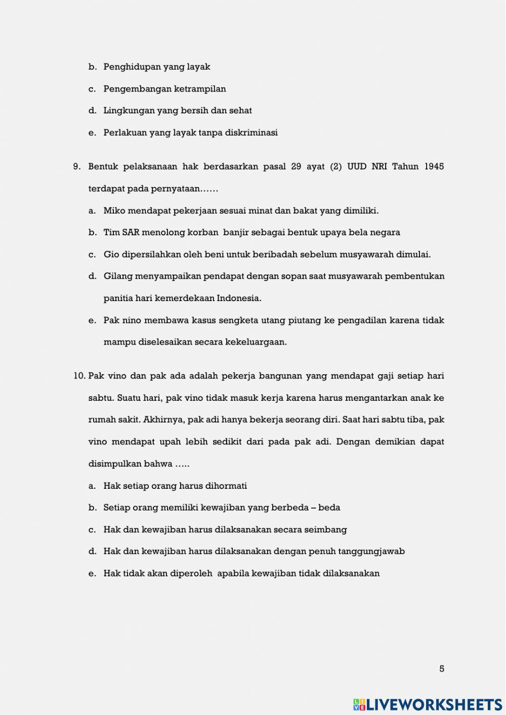 Pelanggaran Hak dan Pengingkran kewajiban warga negara ( uji kompetensi 1)