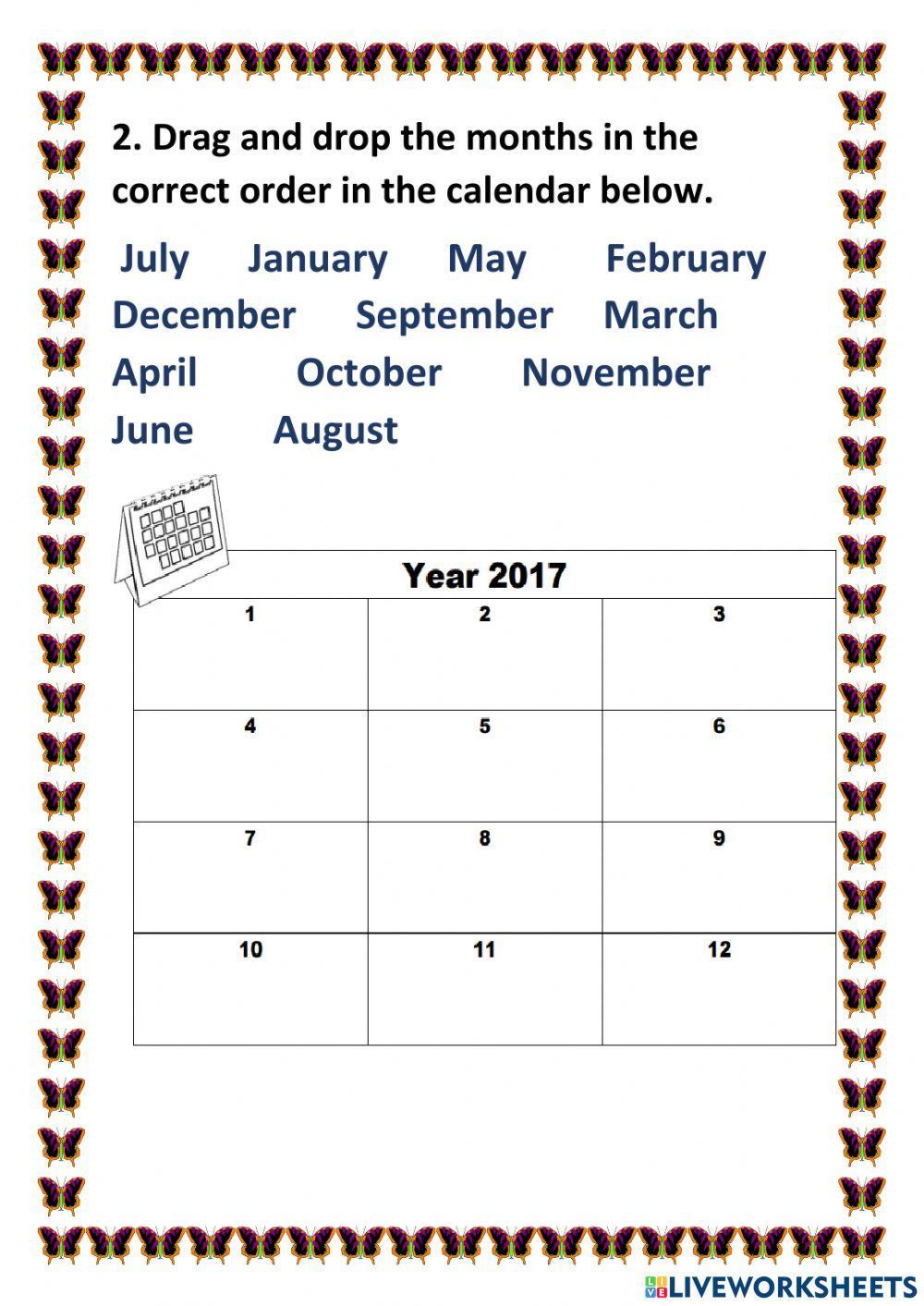 Days and Months online pdf worksheet | Live Worksheets