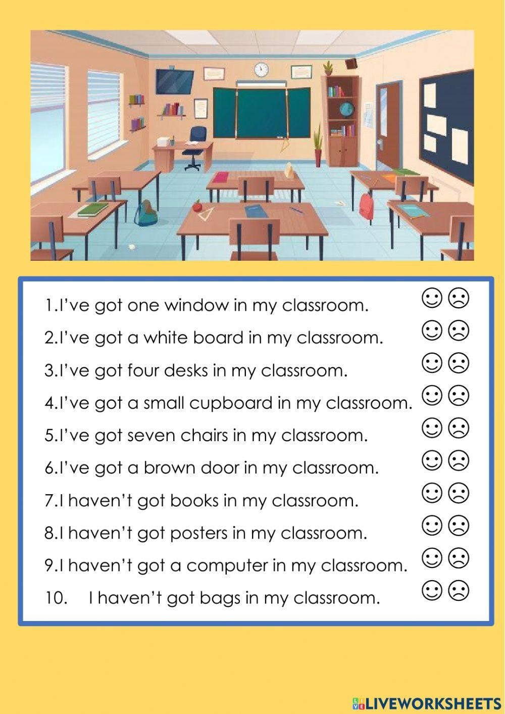 School supplies classroom