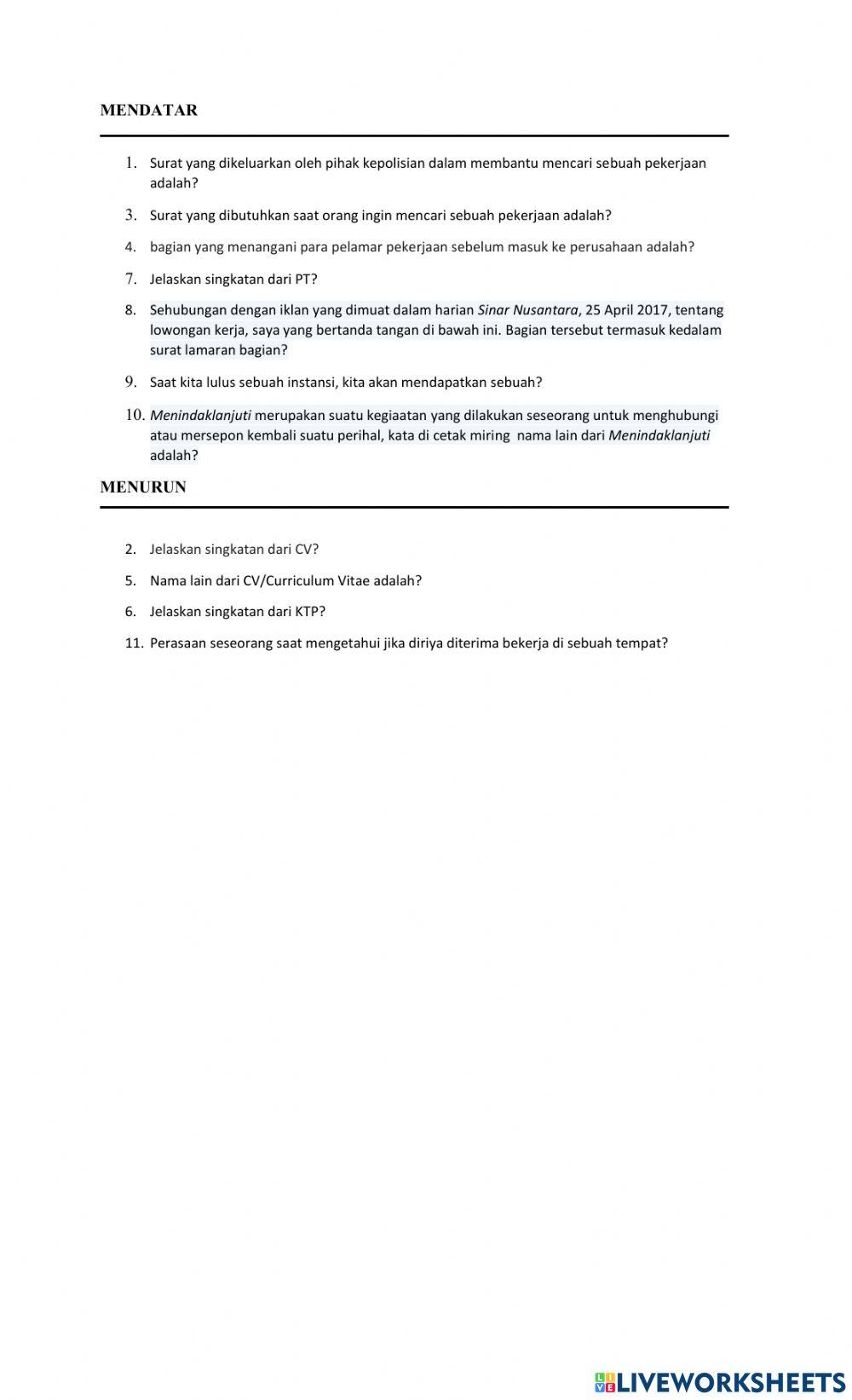 Puzzle Surat Lamaran Pekerjaan