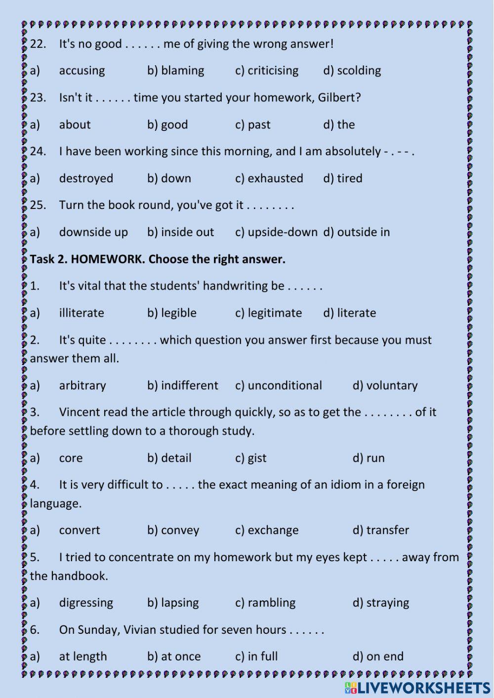 Education. Homework.