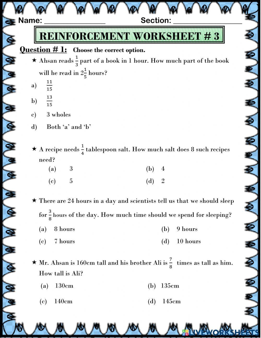 Multiplication of fractions