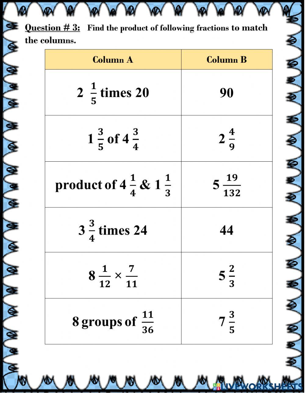 Multiplication of fractions