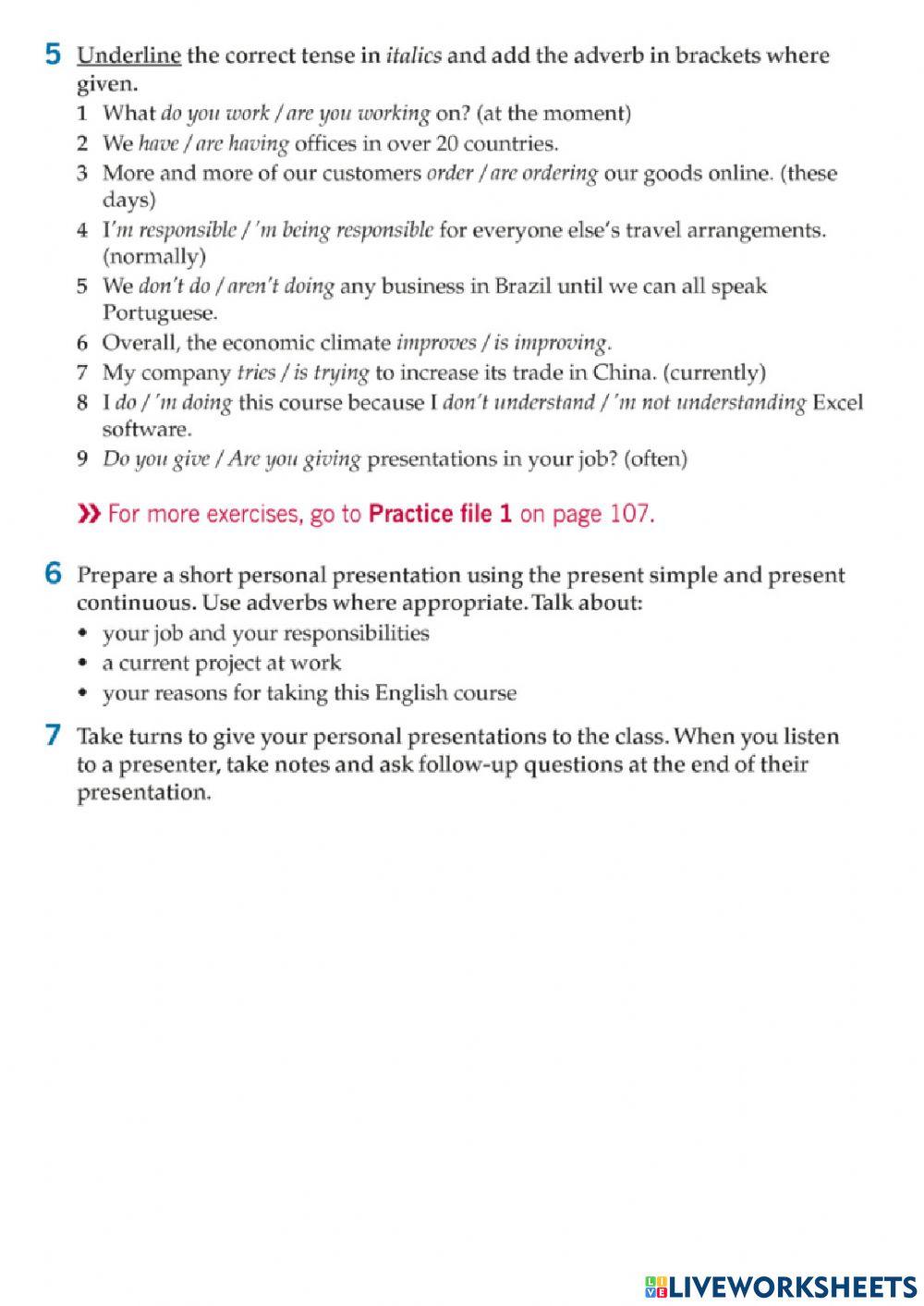 Present Simple vs Present Continuous