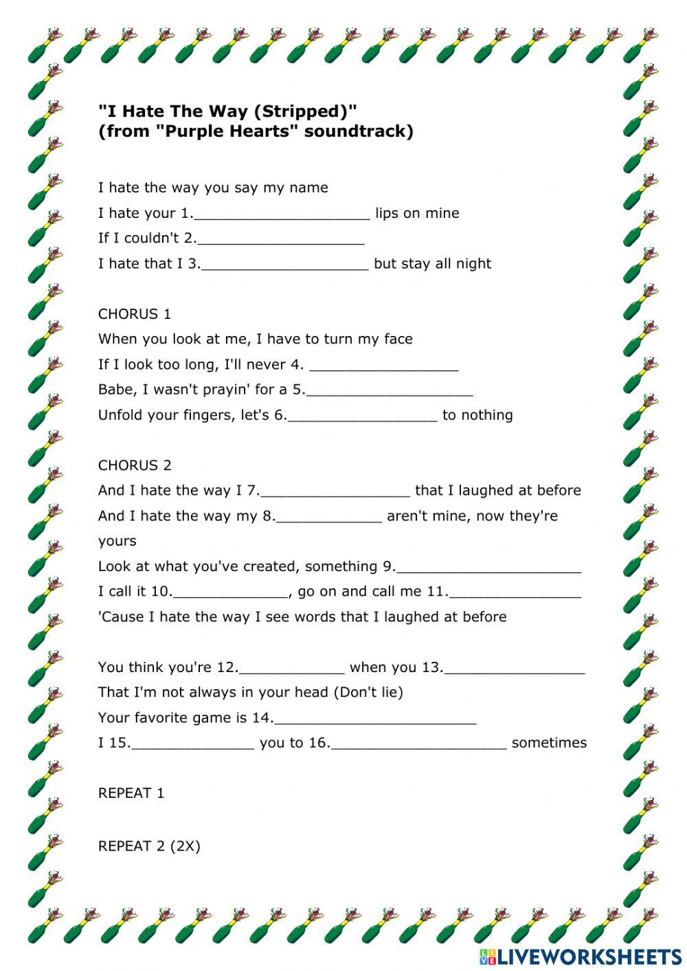 SONG: I hate the way by Sofia Carson